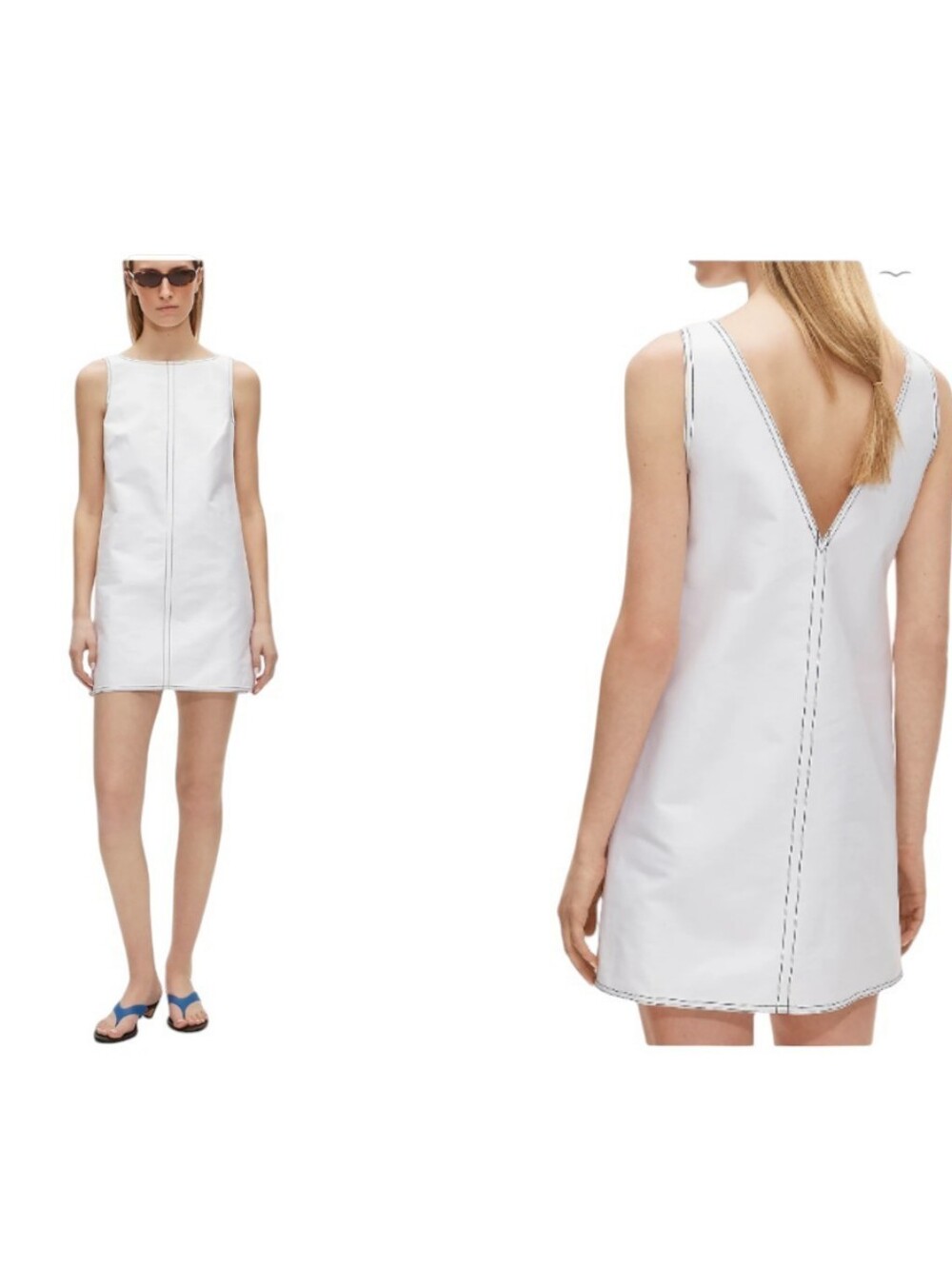 NWT J. Crew Contrast-stitch Billie dress double cotton poplin White Size 00